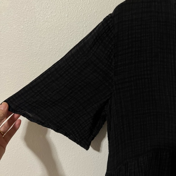 Anthropologie The Kallie Flowy Maxi Dress Black Crinkle Cotton Gauze Beachy-MP - Picture 5 of 10